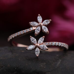 14K/18K Gold Nature Inspired Leaf Marquise Diamond Bypass Ring