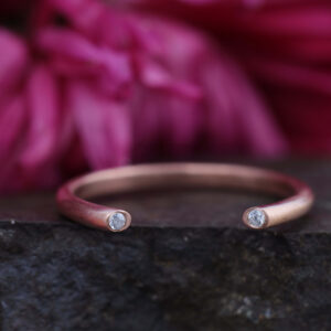 14K/18K Gold Paved Round Diamond Open Cuff Ring