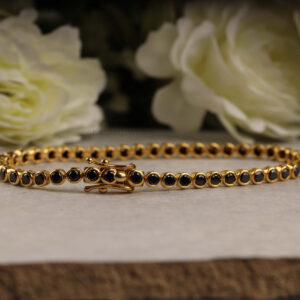 14K/18K Gold Bezel Set Rose Cut Black Round Diamond Bracelet
