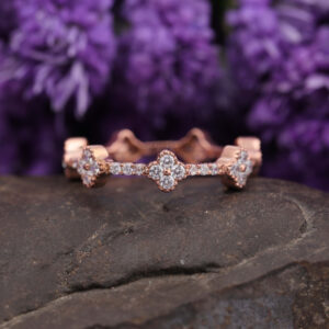 14K18K Gold Clover Round Diamond Full Eternity Ring