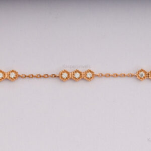 14K/18K Gold Hexagonal Shape Paved Round Diamond Bracelet For Women