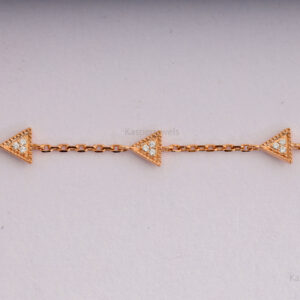 14K/18K Gold Triangle Shape Paved Round Diamond Bracelet For Women