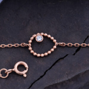 14K/18K Gold Solitaire Round Diamond Bezel Set Pear Shape Bracelet