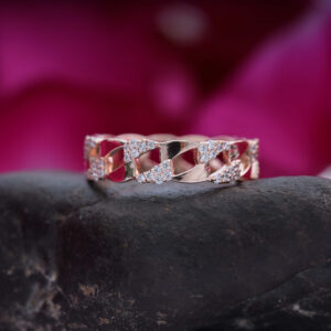 14k/18k Gold Unique Chain Paved Round Diamond Ring