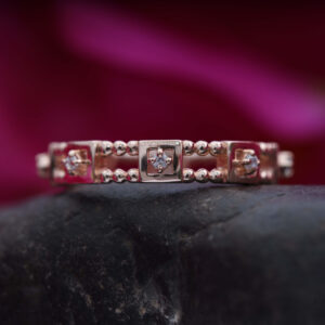 14K/18K Gold Alternative Square Double Row Beaded Round Diamond Ring