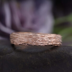 14K/18K Gold 4 MM Nature Inspired Bark Texture Ring