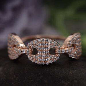 14K/18K Gold Unique Chain Paved Round Diamond Ring