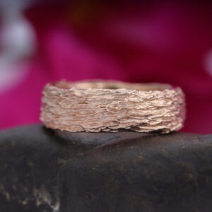 14K/18K Gold 5 MM Nature Inspired Bark Texture Ring
