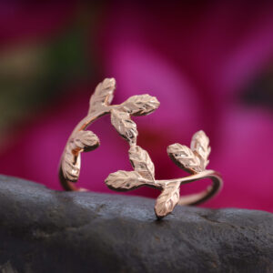 14K/18K Gold Nature Inspired Leaf Bypass Ring