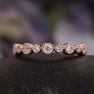 14K/18K Gold Milgrain Set Round Diamond Full Eternity Ring