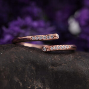 14K/18K Gold Paved Round Diamond Bypass Ring