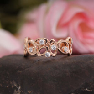 14K/18K Gold Bezel Set Round Diamond Bubble Ring
